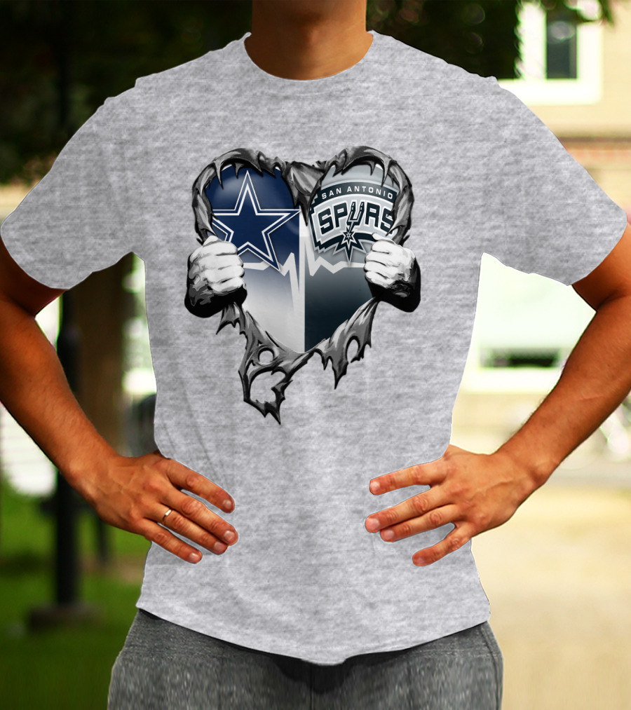 Dallas Cowboys San Antonio Spurs Heart T-Shirt