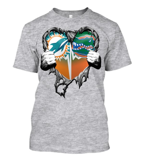 Miami Dolphins Florida Gators Heart Design Xatt048 T-Shirt