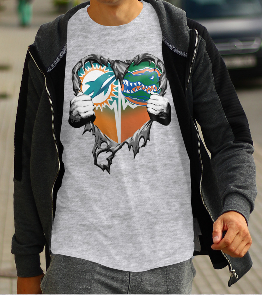 Miami Dolphins Florida Gators Heart Design Xatt048 T-Shirt