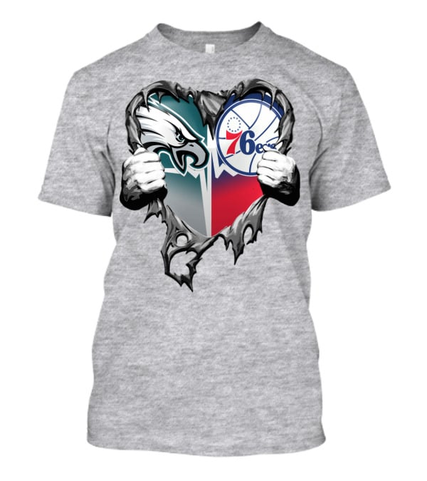 Philadelphia Eagles And 76ers Heart T-Shirt