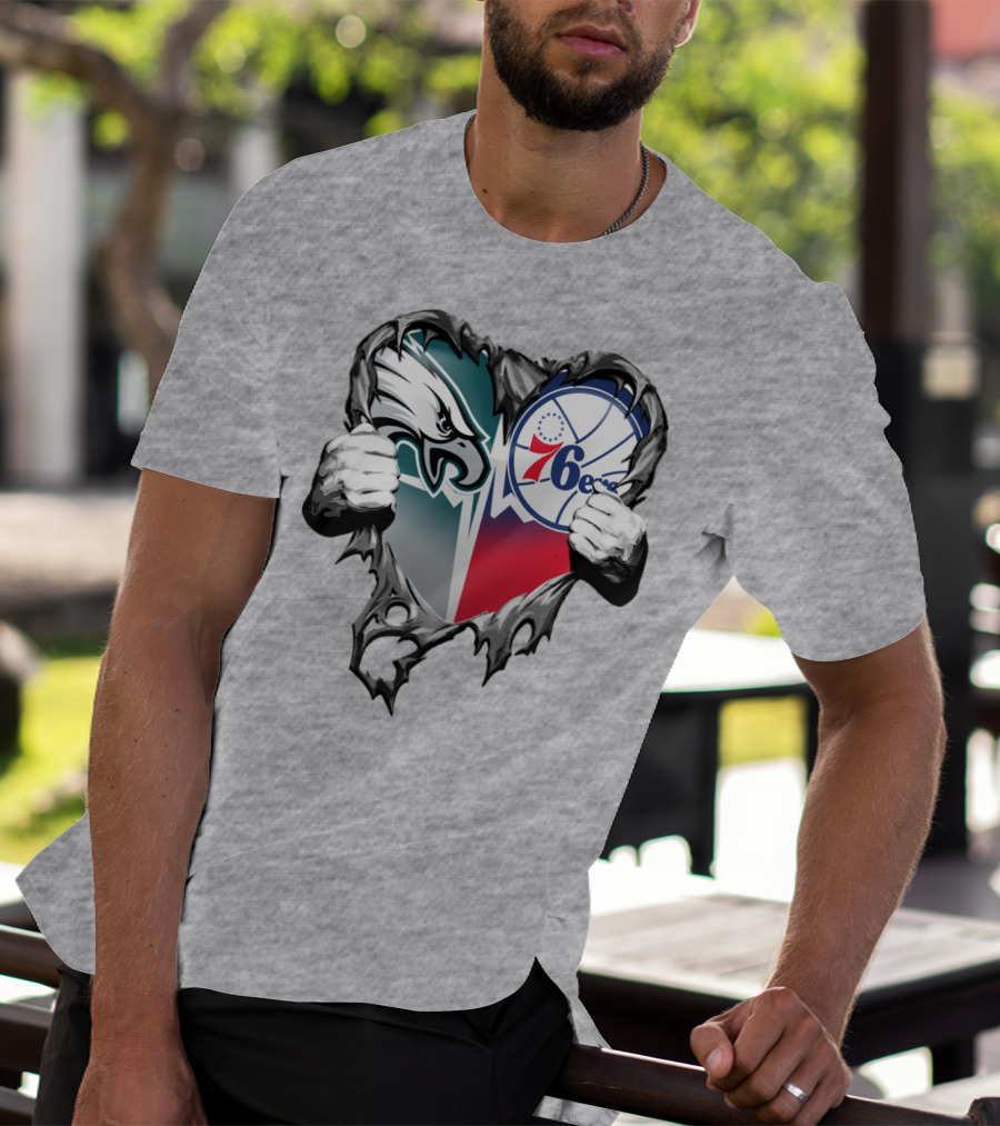 Philadelphia Eagles And 76ers Heart T-Shirt