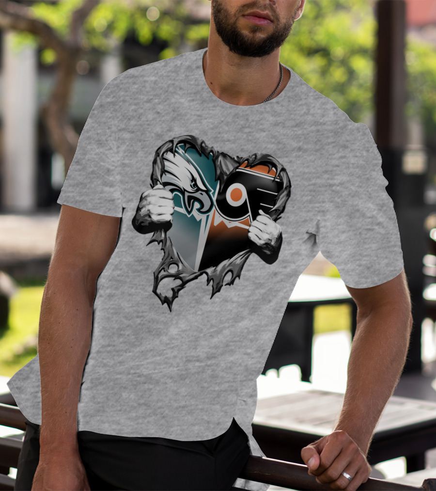 Eagles Flyers Heart Logo Combination T-Shirt