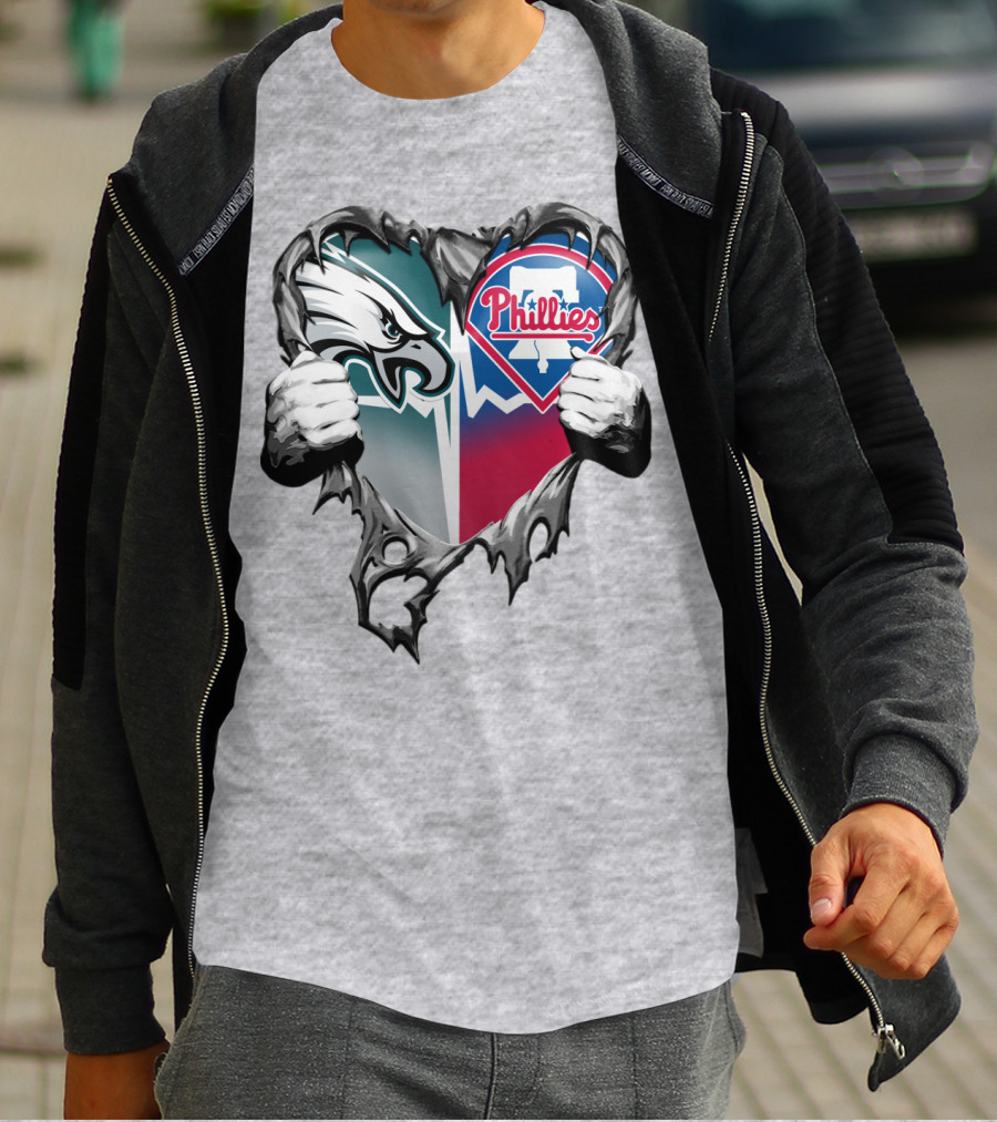 Eagles Phillies Heart Logo Blend T-Shirt