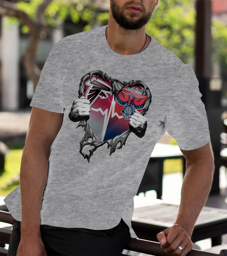 Atlanta Falcons Atlanta Hawks Heartbeat Rip Effect T-Shirt