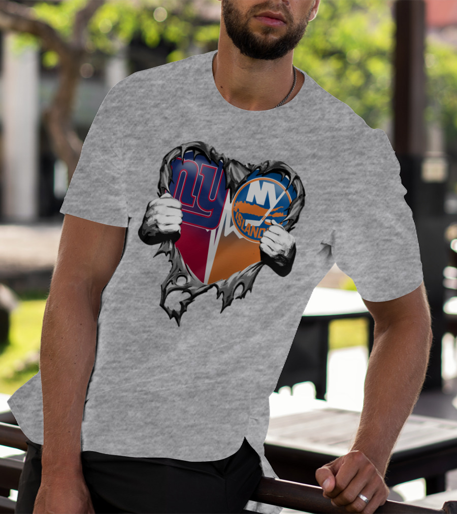 Ny Giants And Ny Islanders Heart T-Shirt