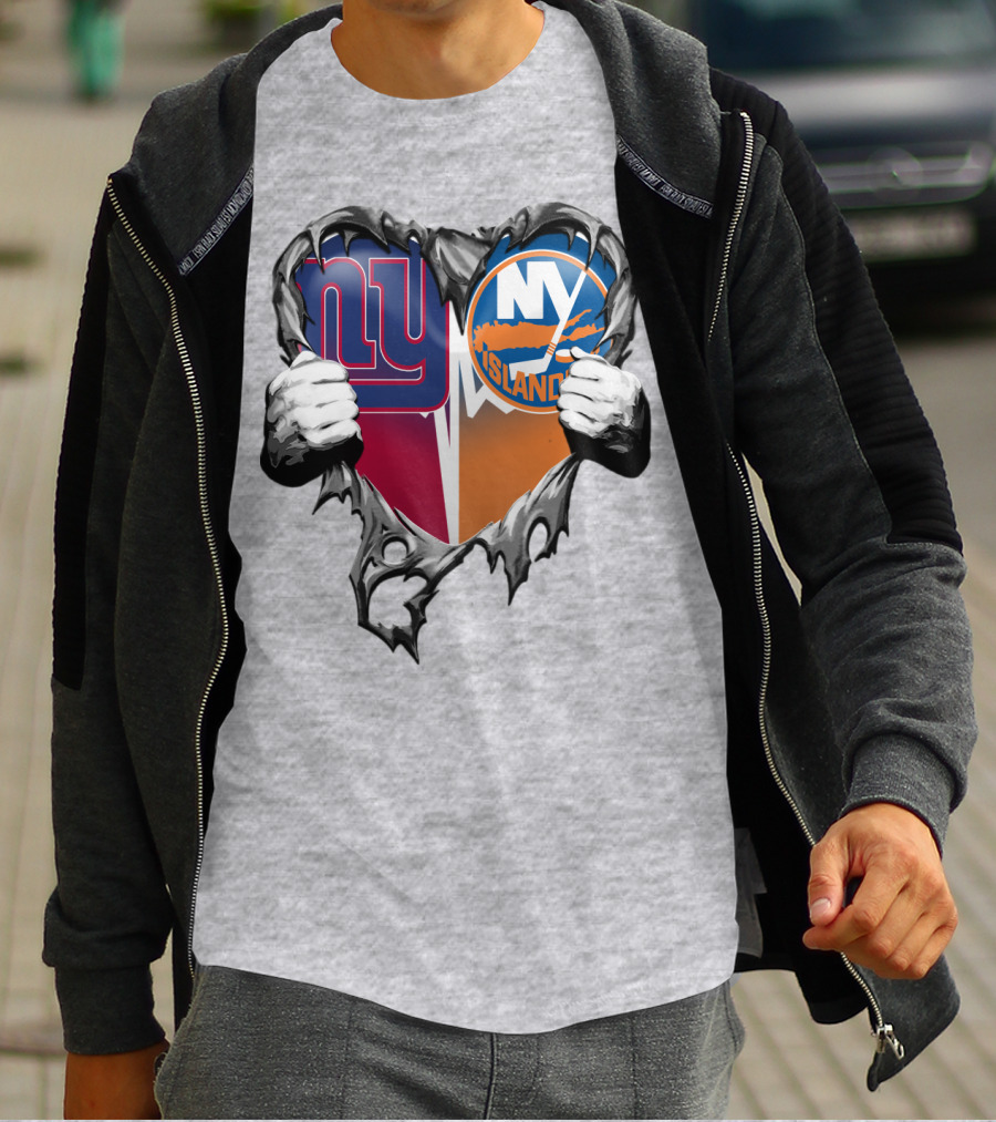 Ny Giants And Ny Islanders Heart T-Shirt