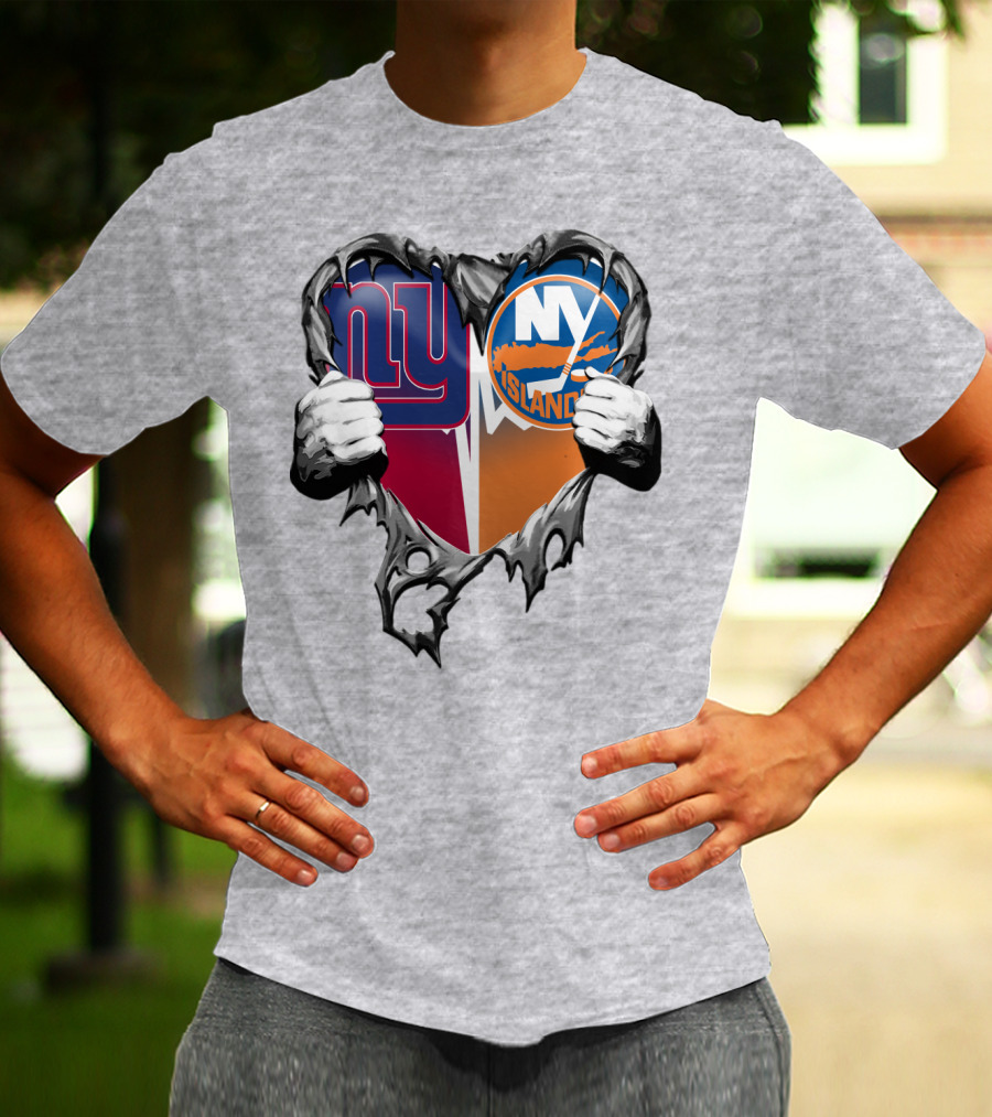 Ny Giants And Ny Islanders Heart T-Shirt