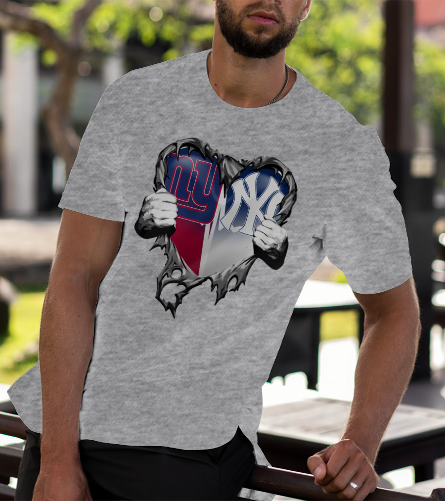 New York Giants Ny Yankees Heart T-Shirt