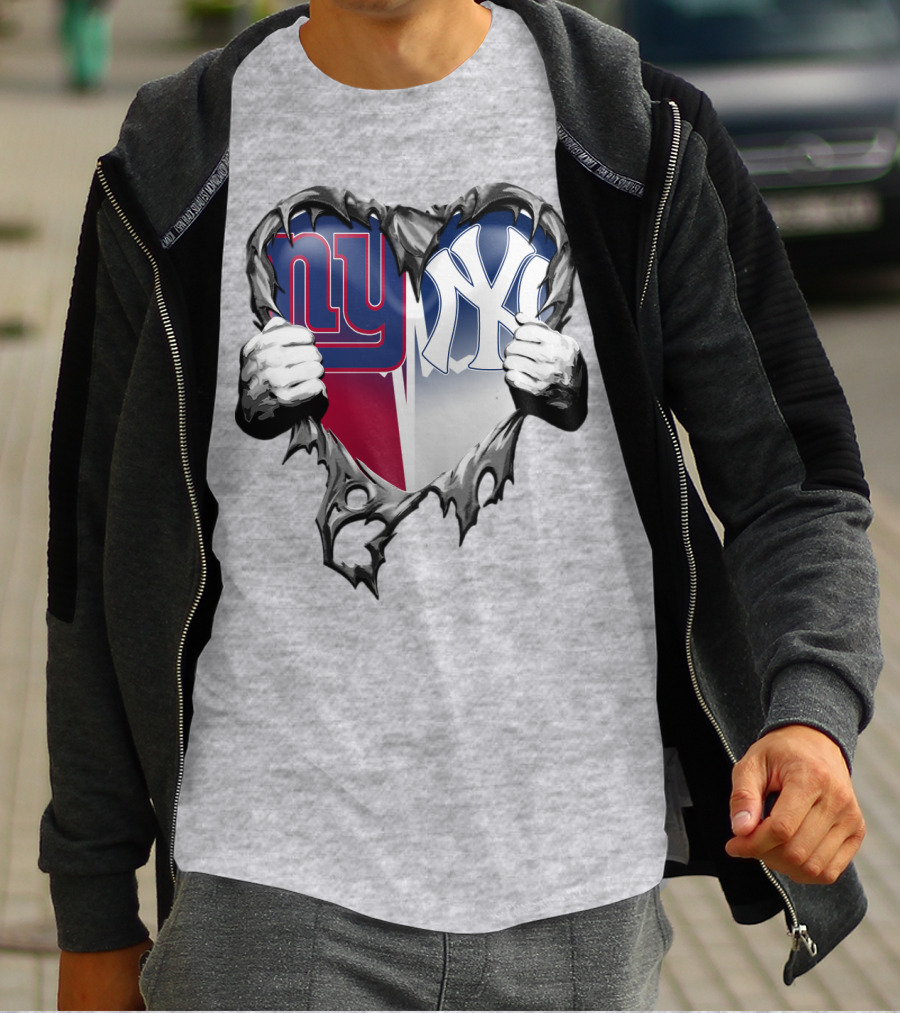 New York Giants Ny Yankees Heart T-Shirt