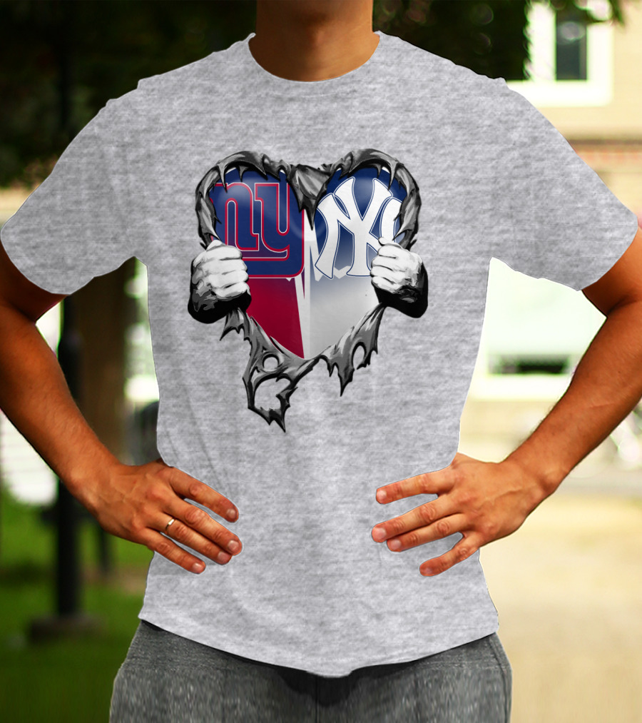 New York Giants Ny Yankees Heart T-Shirt