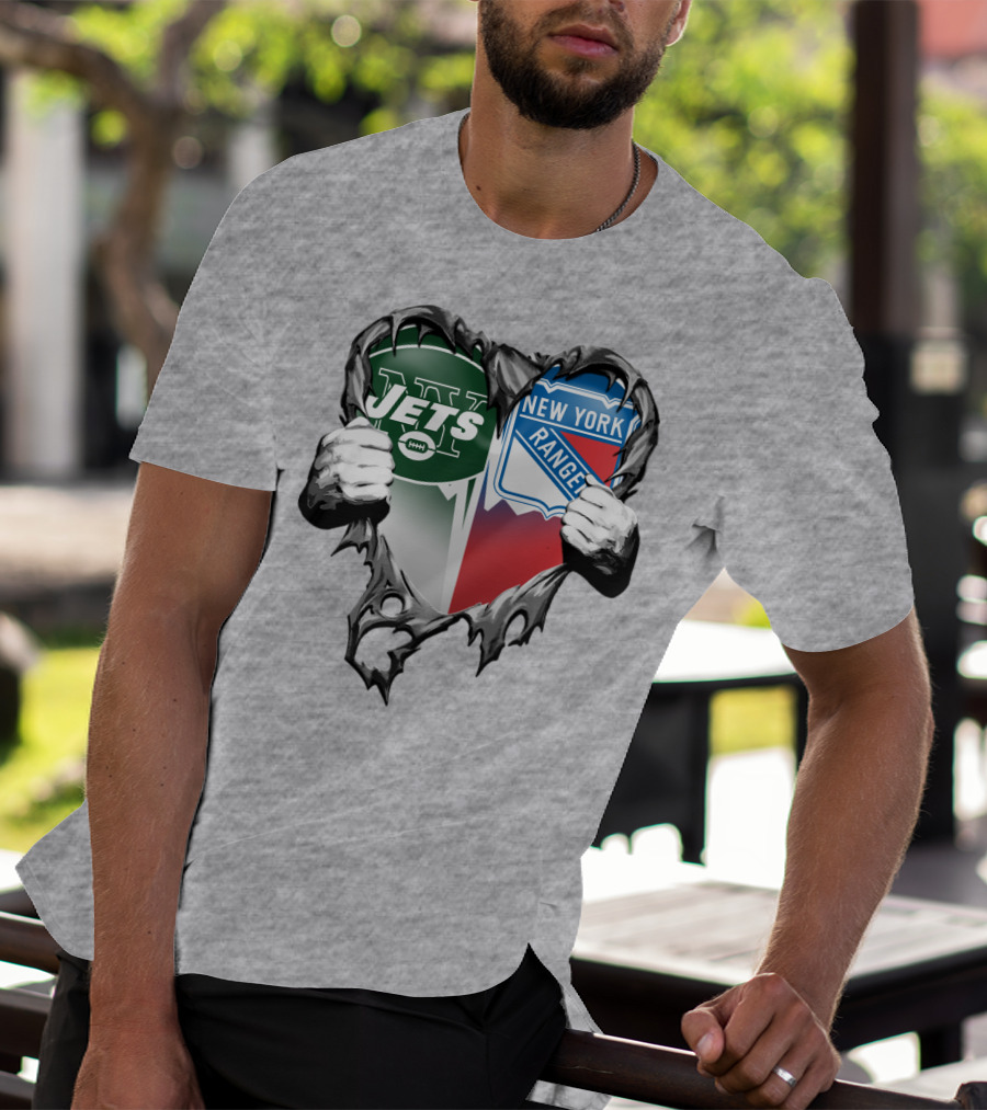 New York Jets Rangers Heart Split T-Shirt