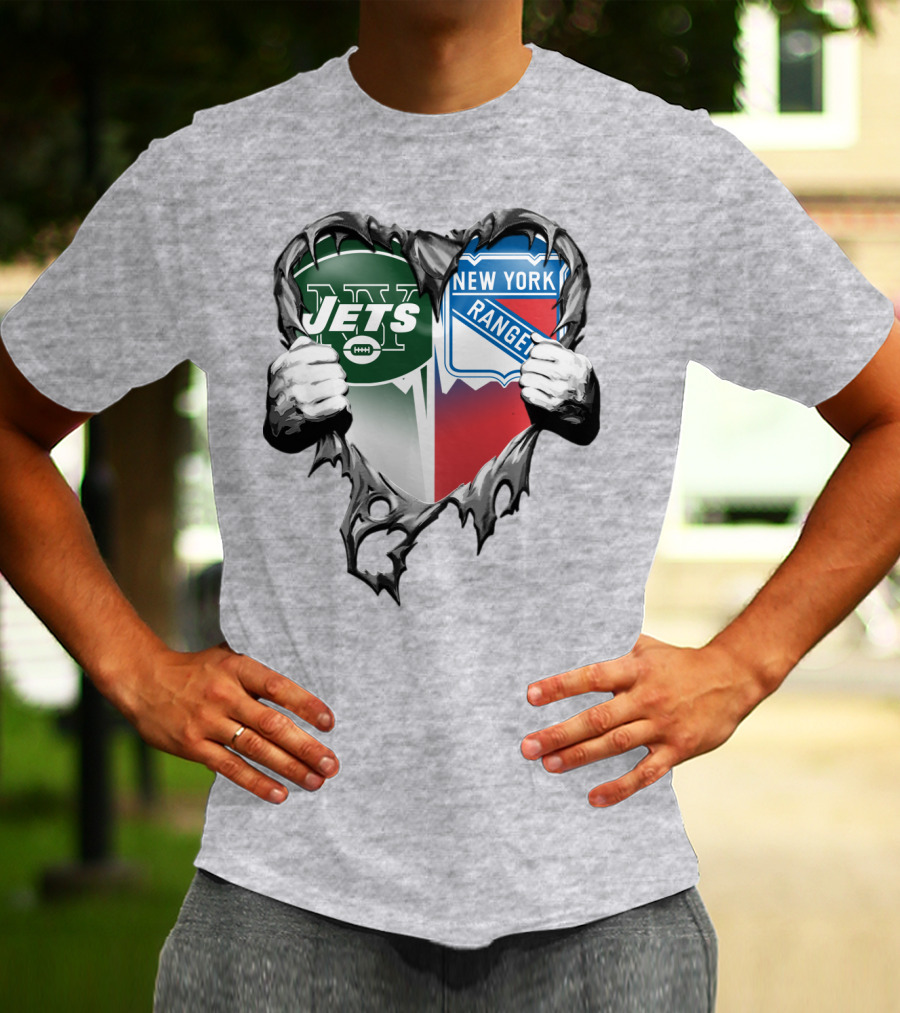 New York Jets Rangers Heart Split T-Shirt