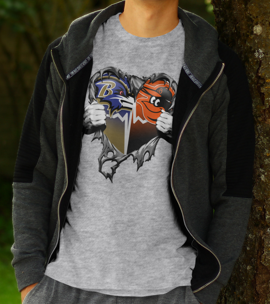 Baltimore Ravens Orioles Heart T-Shirt