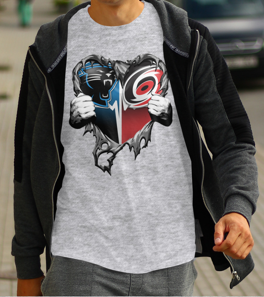Carolina Panthers Hurricanes Heart T-Shirt