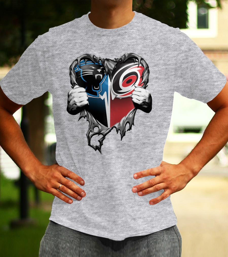 Carolina Panthers Hurricanes Heart T-Shirt