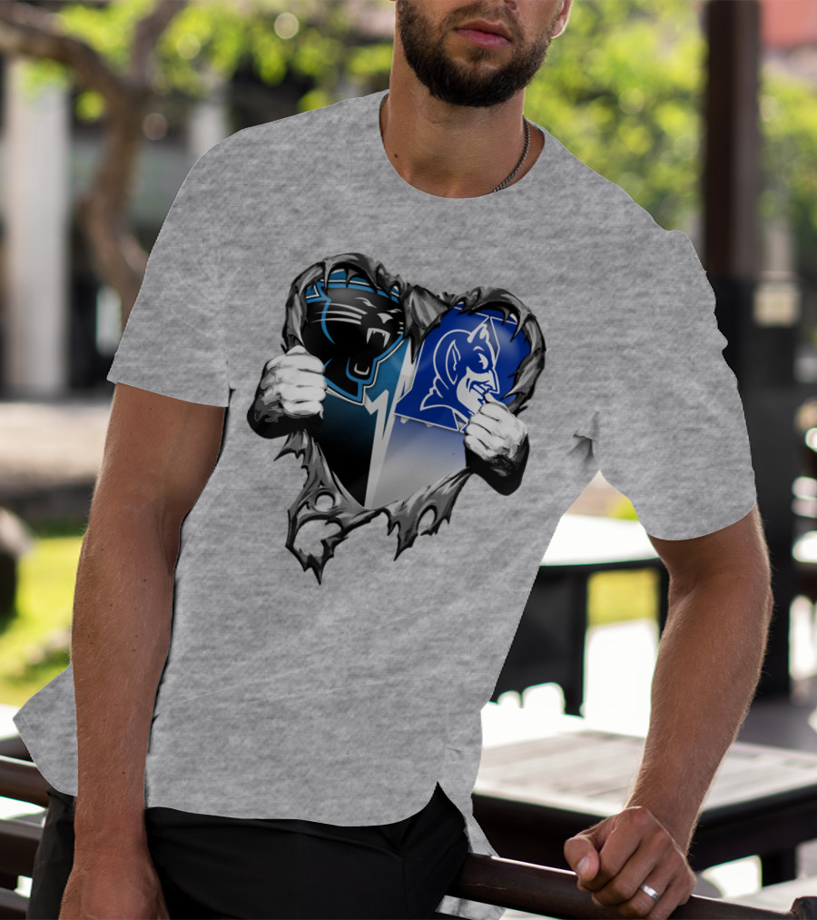 Carolina Panthers Duke Blue Devils Heart T-Shirt