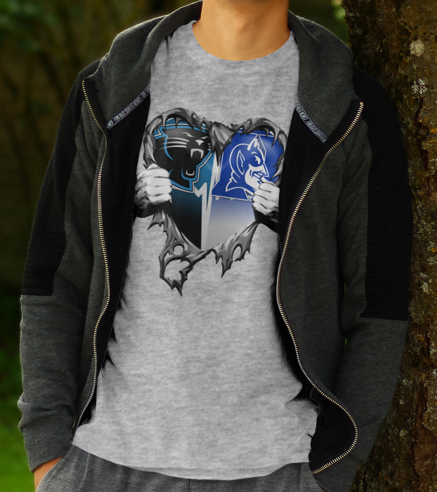 Carolina Panthers Duke Blue Devils Heart T-Shirt