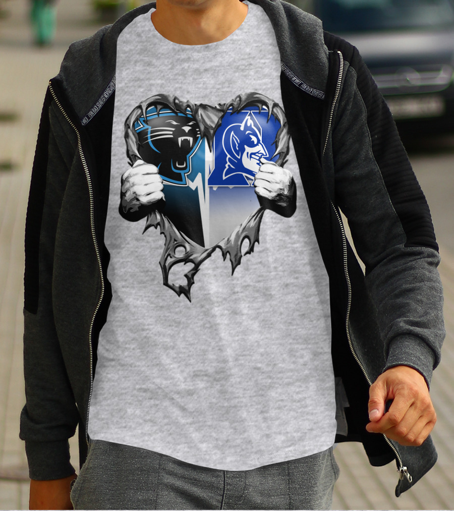 Carolina Panthers Duke Blue Devils Heart T-Shirt