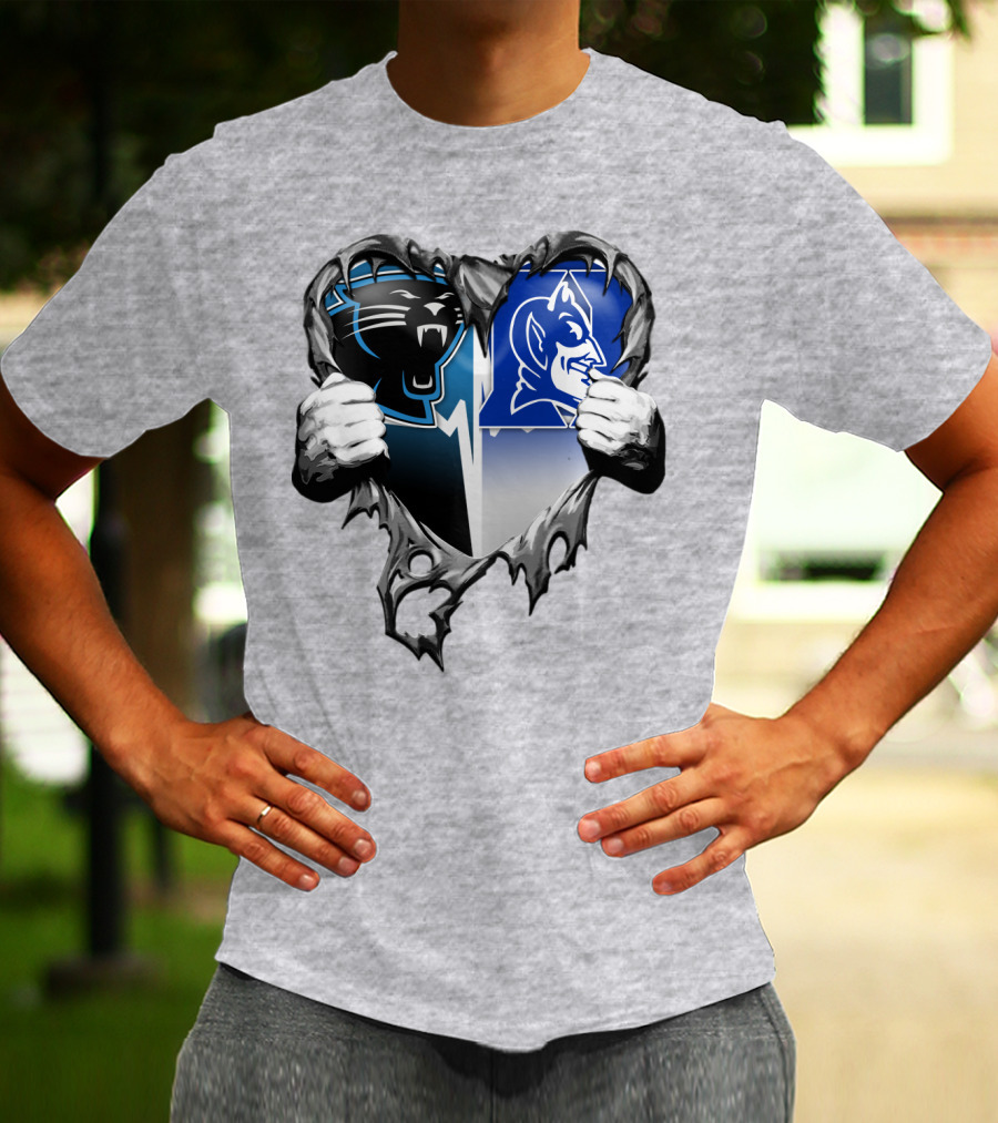 Carolina Panthers Duke Blue Devils Heart T-Shirt