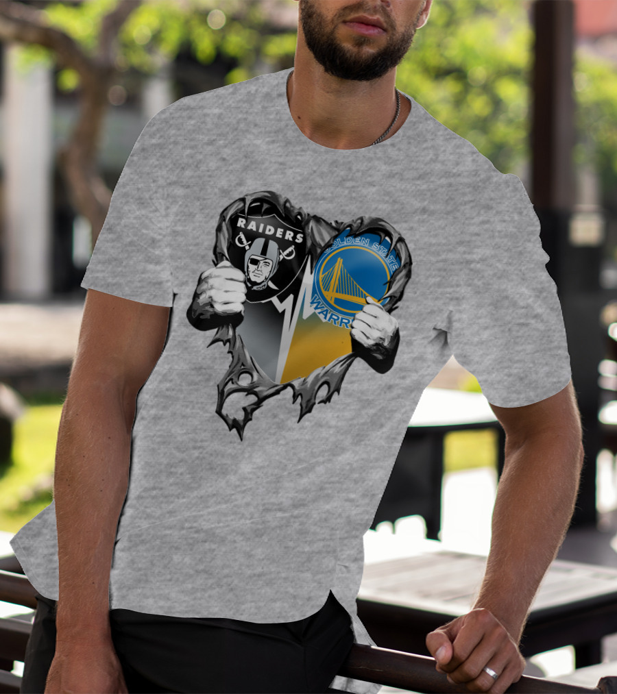 Raiders Golden State Warriors Heart Logo Xatt094 T-Shirt