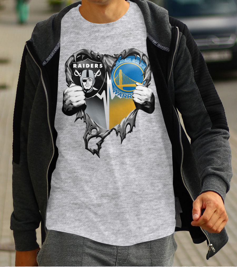 Raiders Golden State Warriors Heart Logo Xatt094 T-Shirt