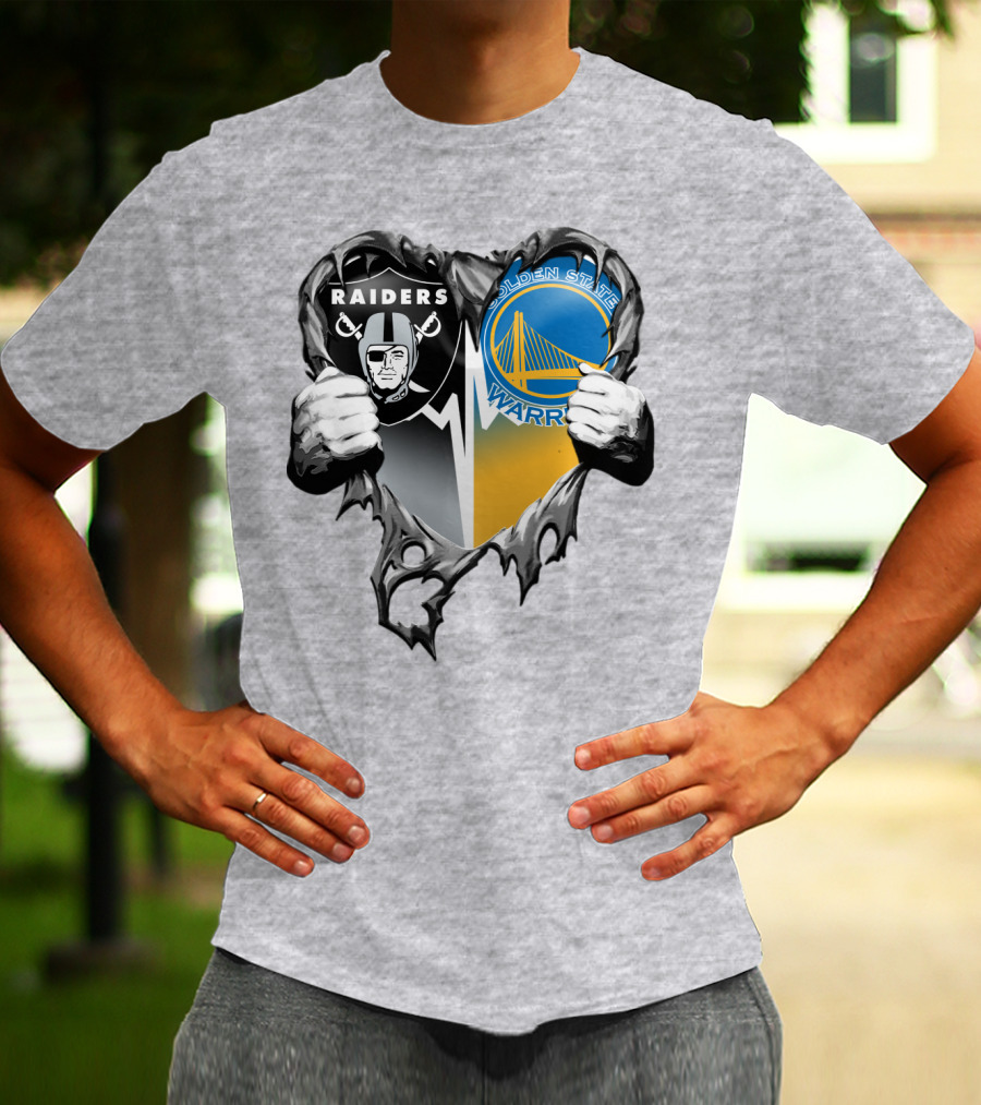 Raiders Golden State Warriors Heart Logo Xatt094 T-Shirt