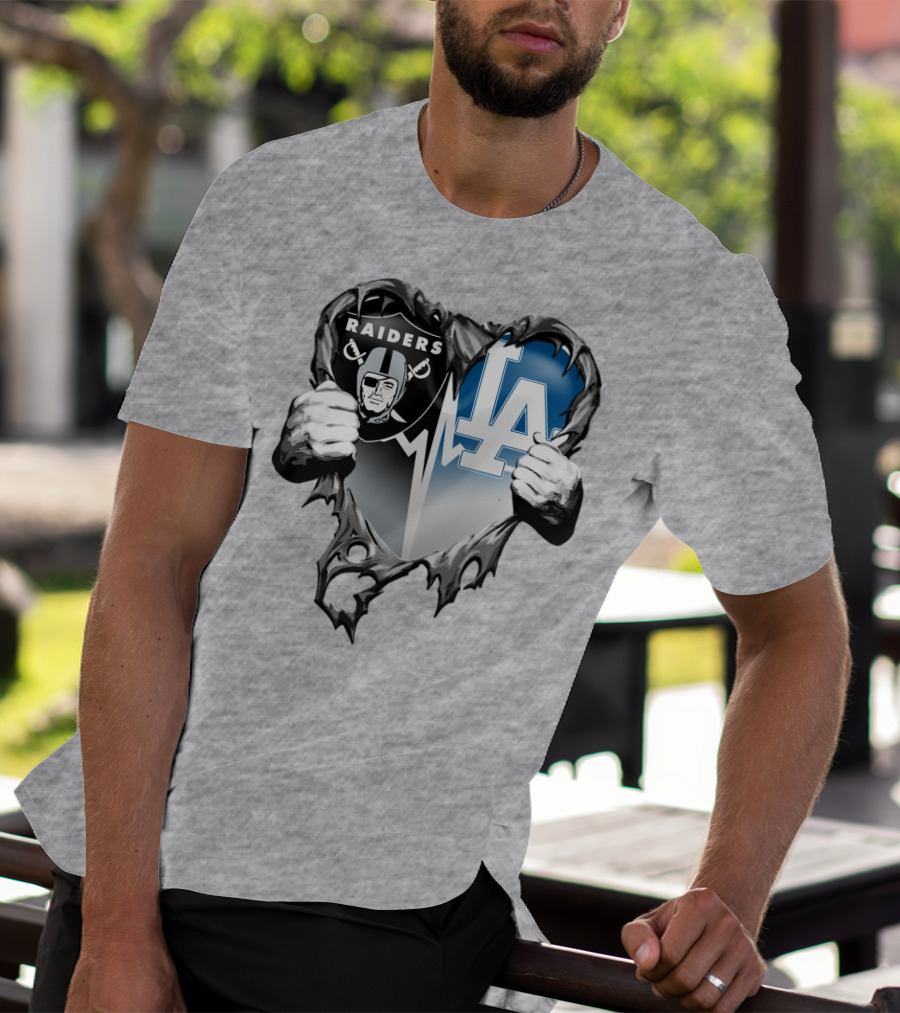 Raiders La Dodgers Heart Design Xatt095 T-Shirt