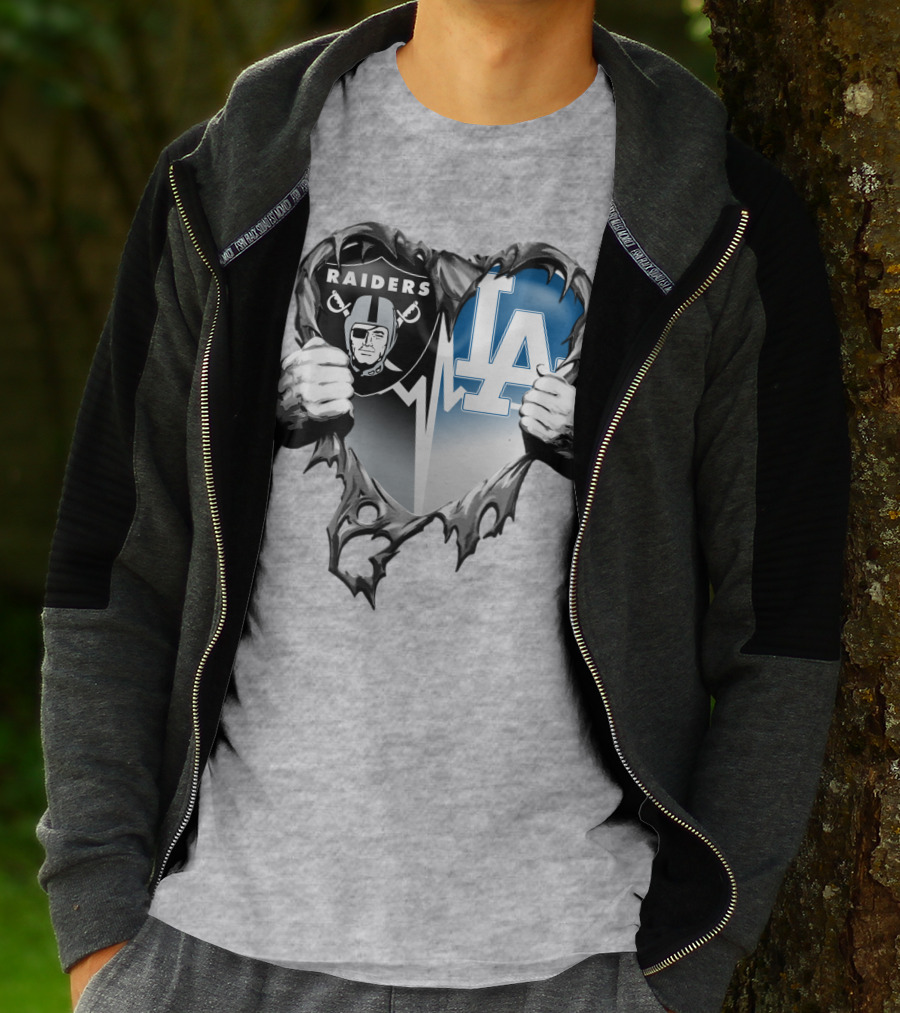 Raiders La Dodgers Heart Design Xatt095 T-Shirt
