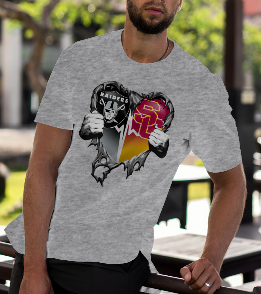 Raiders Usc Heart Logo Mashup T-Shirt