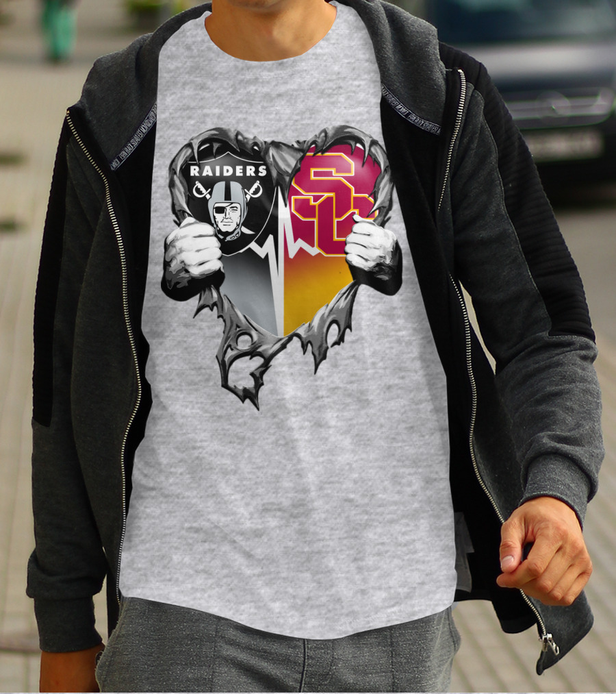 Raiders Usc Heart Logo Mashup T-Shirt