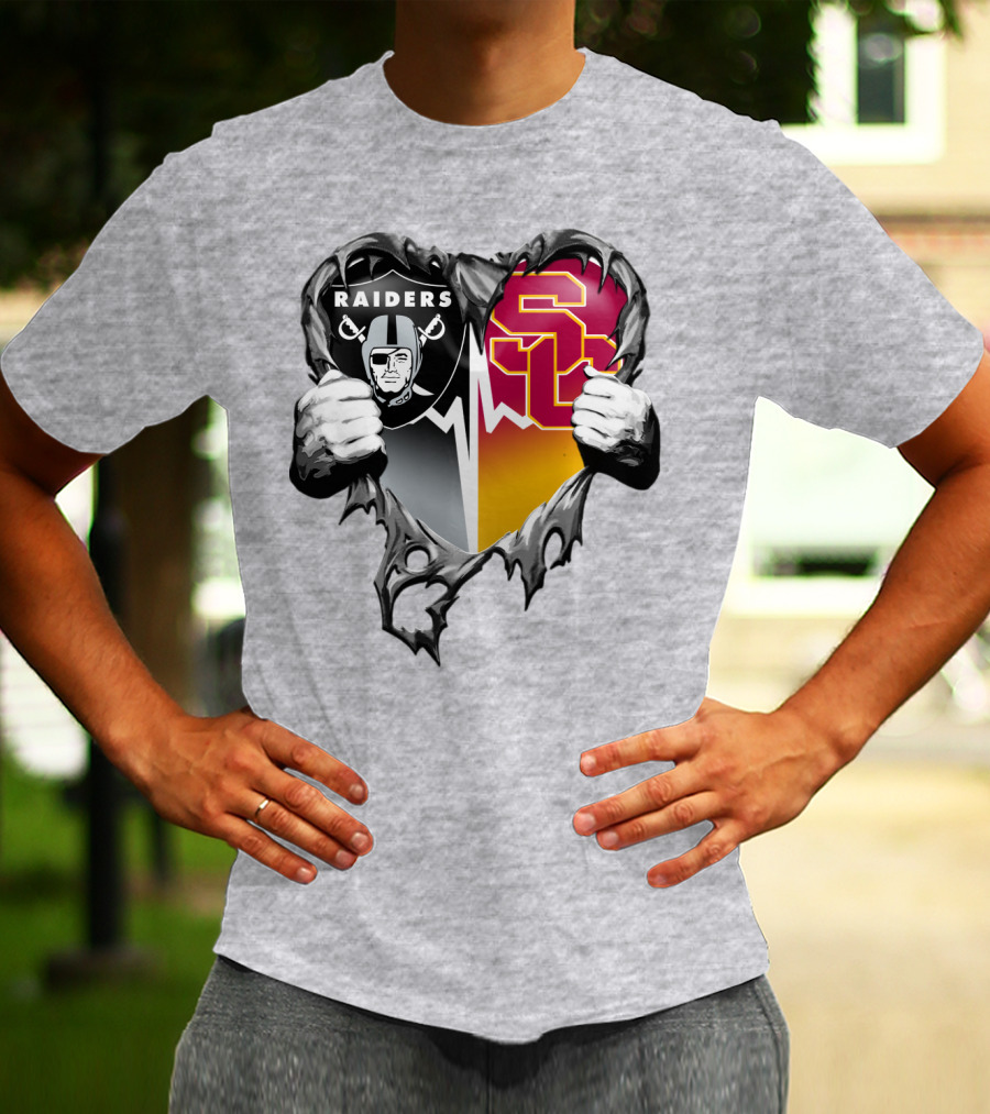 Raiders Usc Heart Logo Mashup T-Shirt