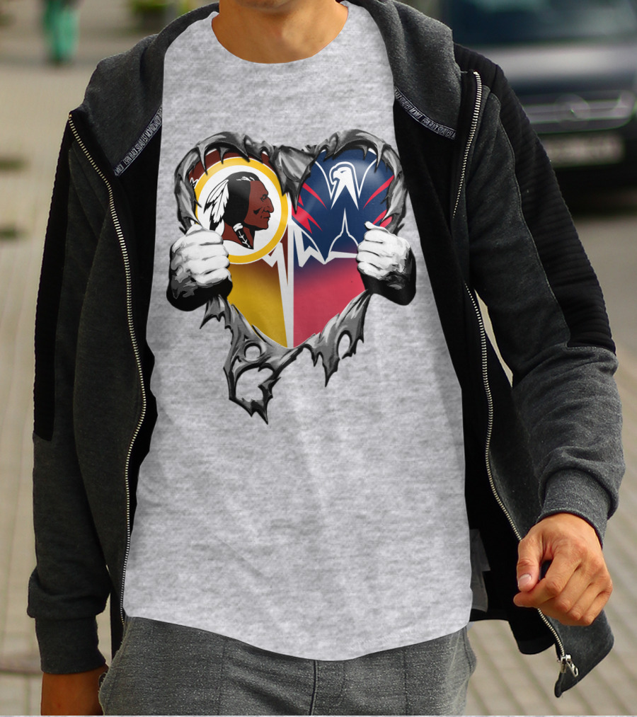 Washington Redskins Wizards Heart Logo Mashup T-Shirt