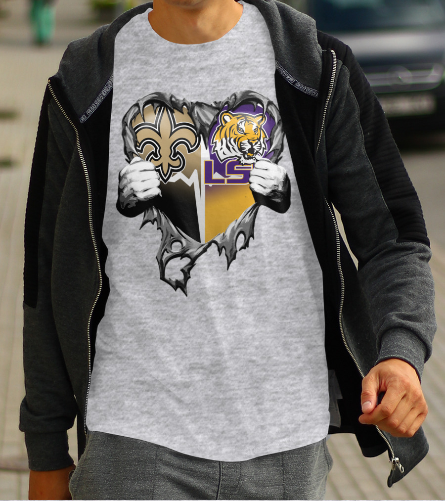 New Orleans Saints Lsu Tigers Heart T-Shirt