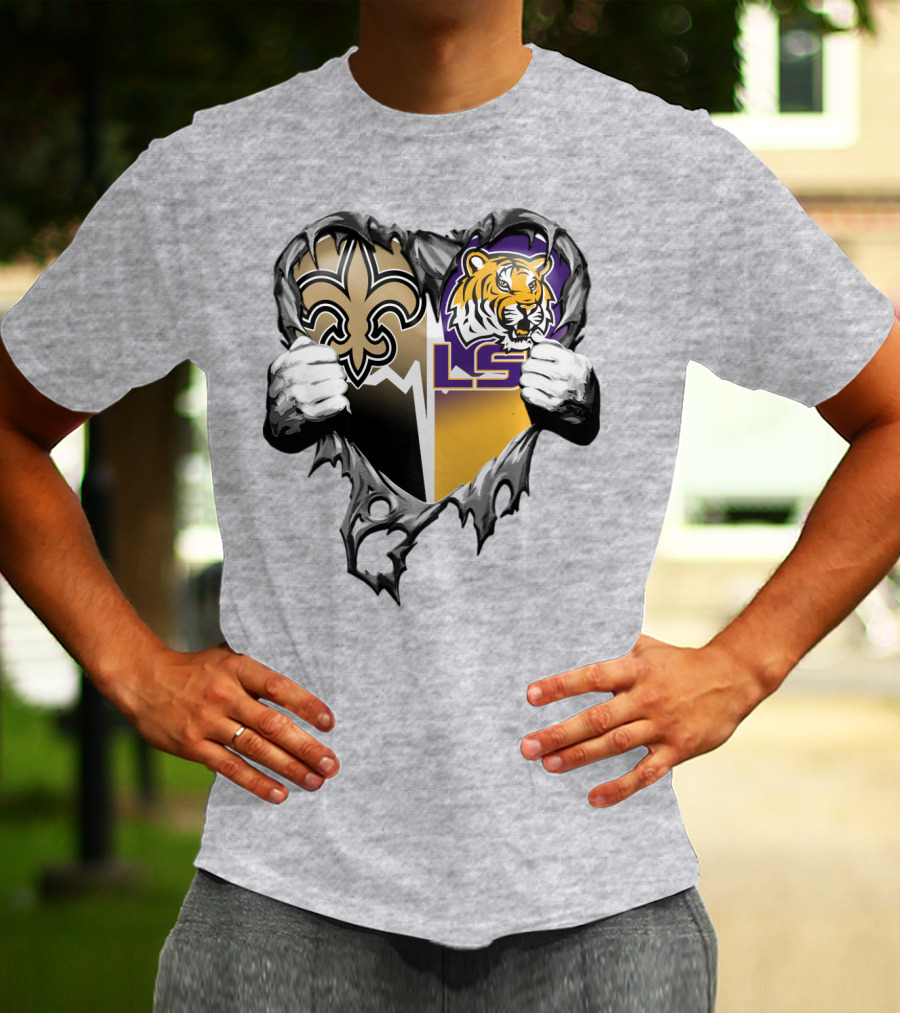 New Orleans Saints Lsu Tigers Heart T-Shirt