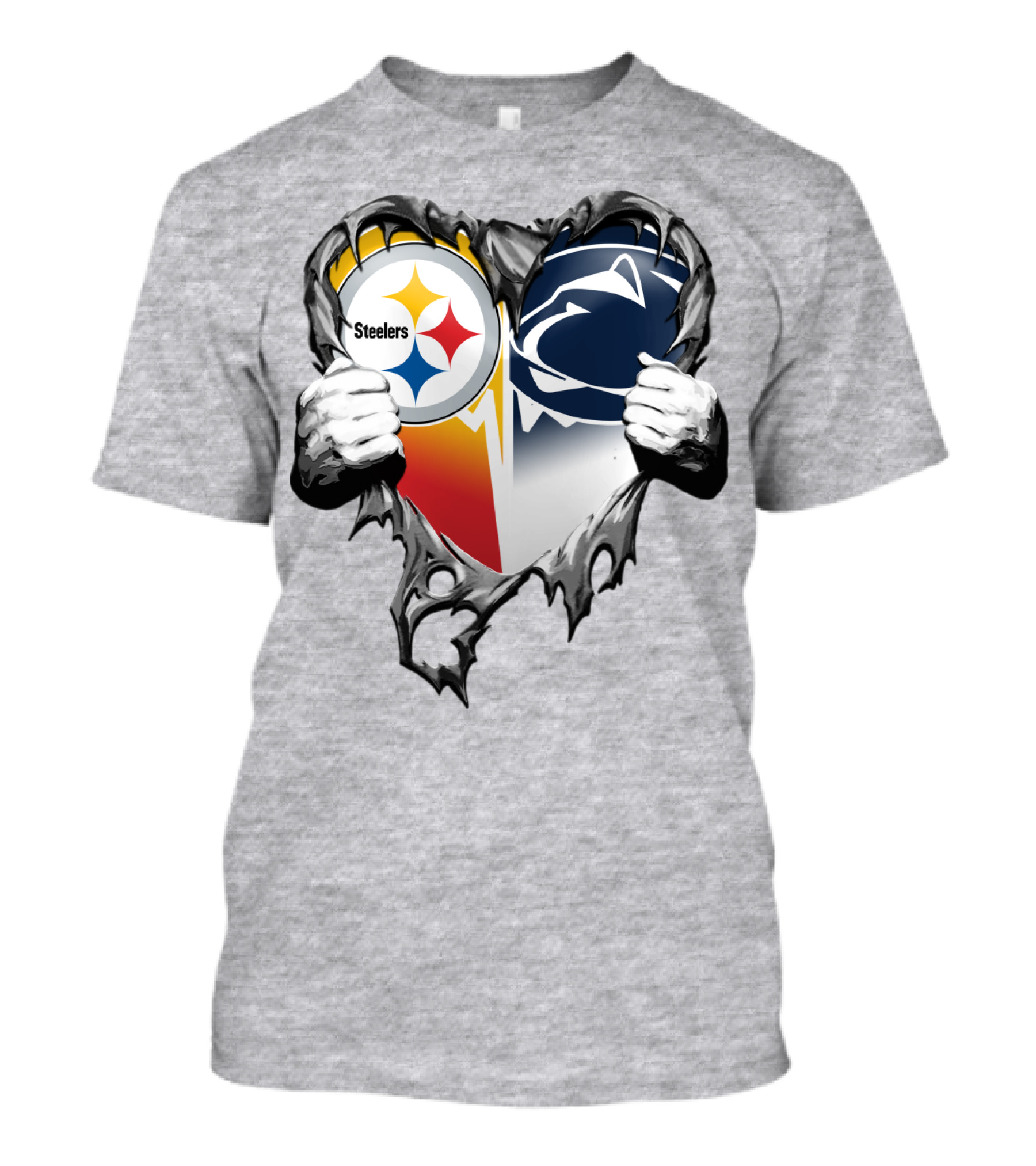 Steelers Penn State Heart Logo Hands T-Shirt