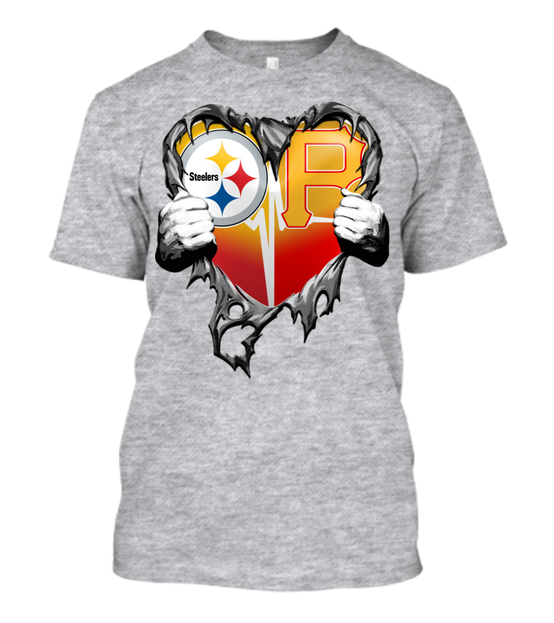 Steelers Pirates Heart Logo Fusion T-Shirt