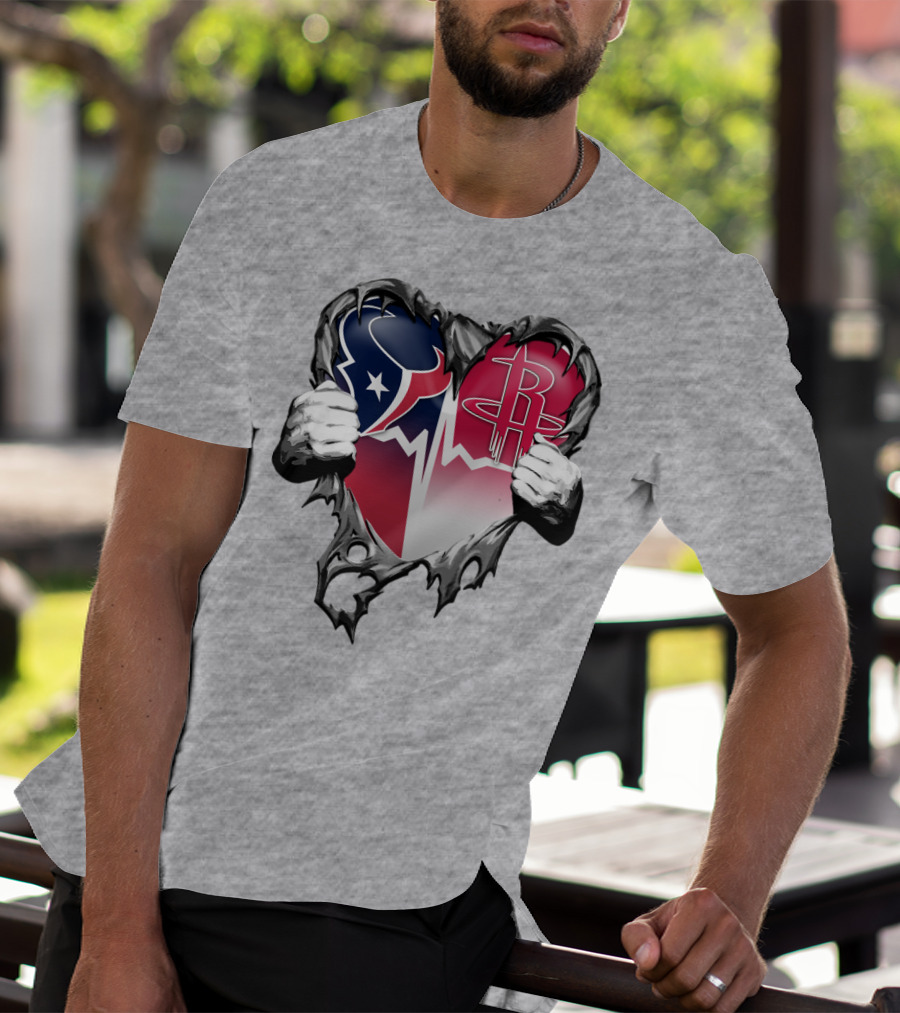 Texans Rockets Heartbeat Fusion Burst T-Shirt