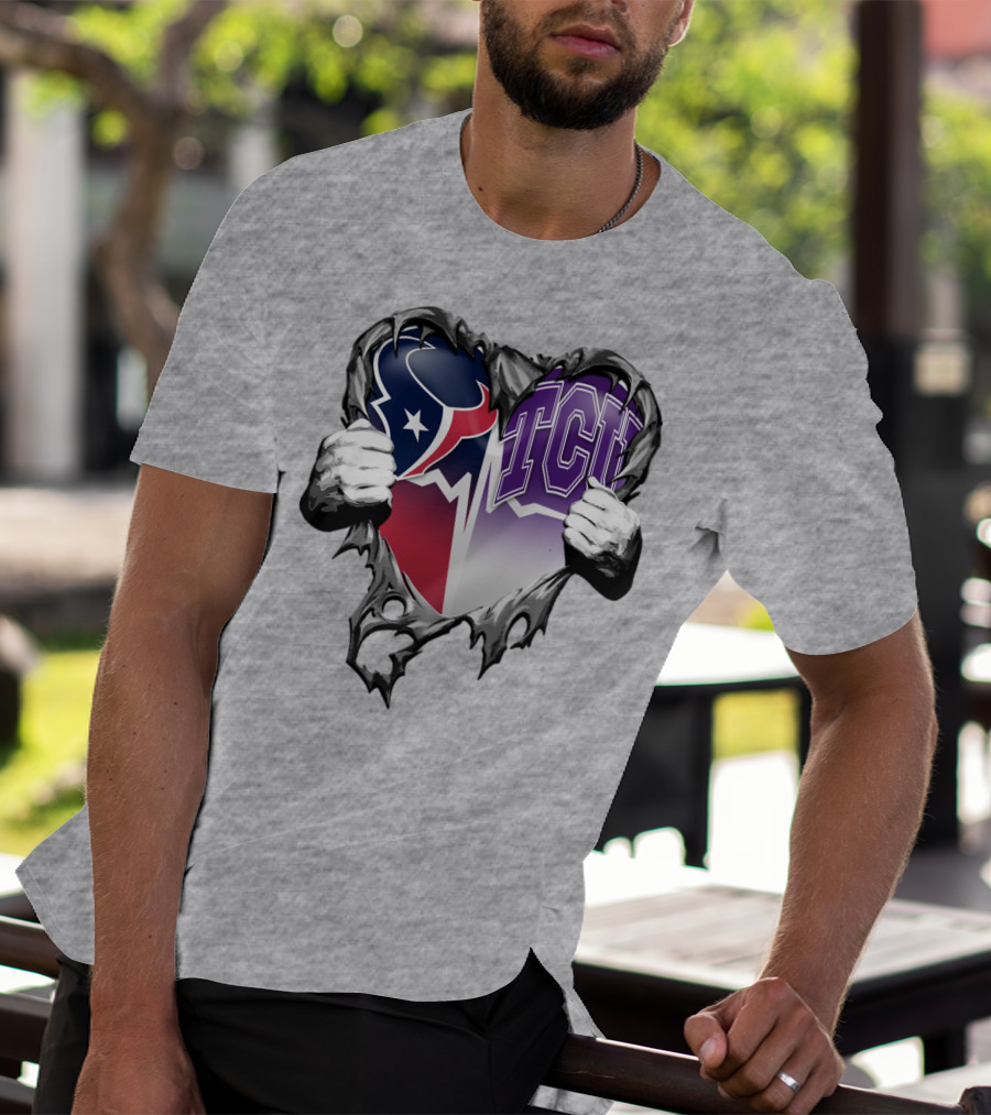 Houston Texans Tcu Horned Frogs Heart T-Shirt