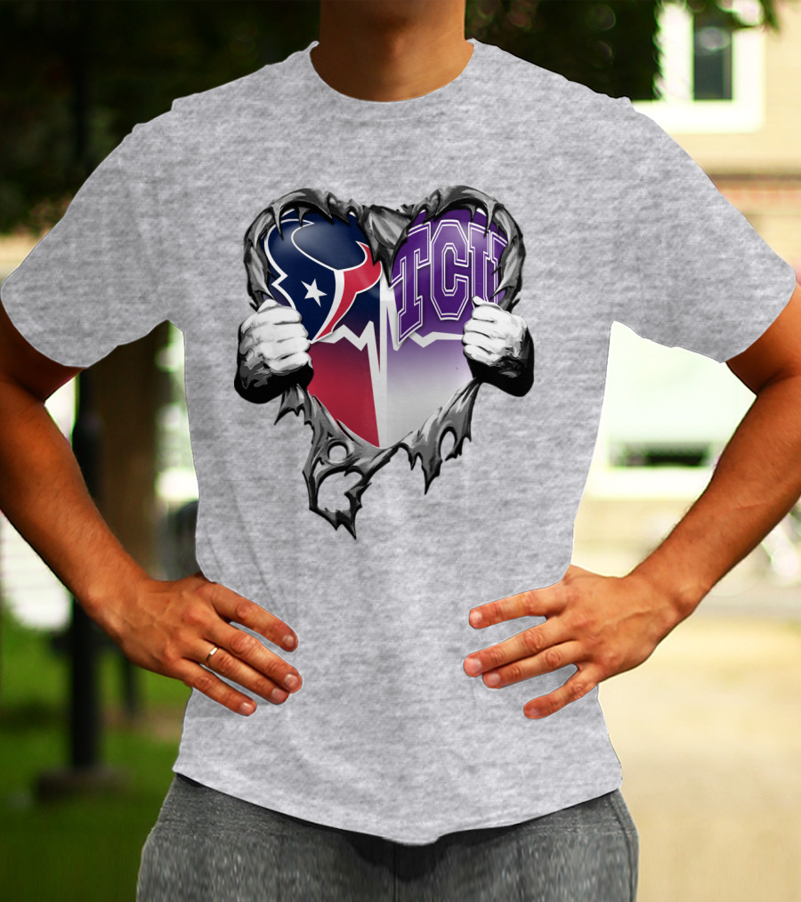 Houston Texans Tcu Horned Frogs Heart T-Shirt