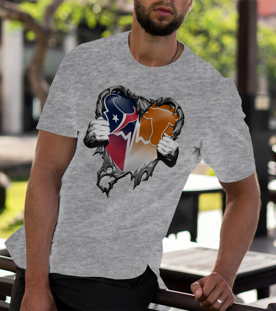 Houston Texans Dallas Cowboys Split Heart T-Shirt