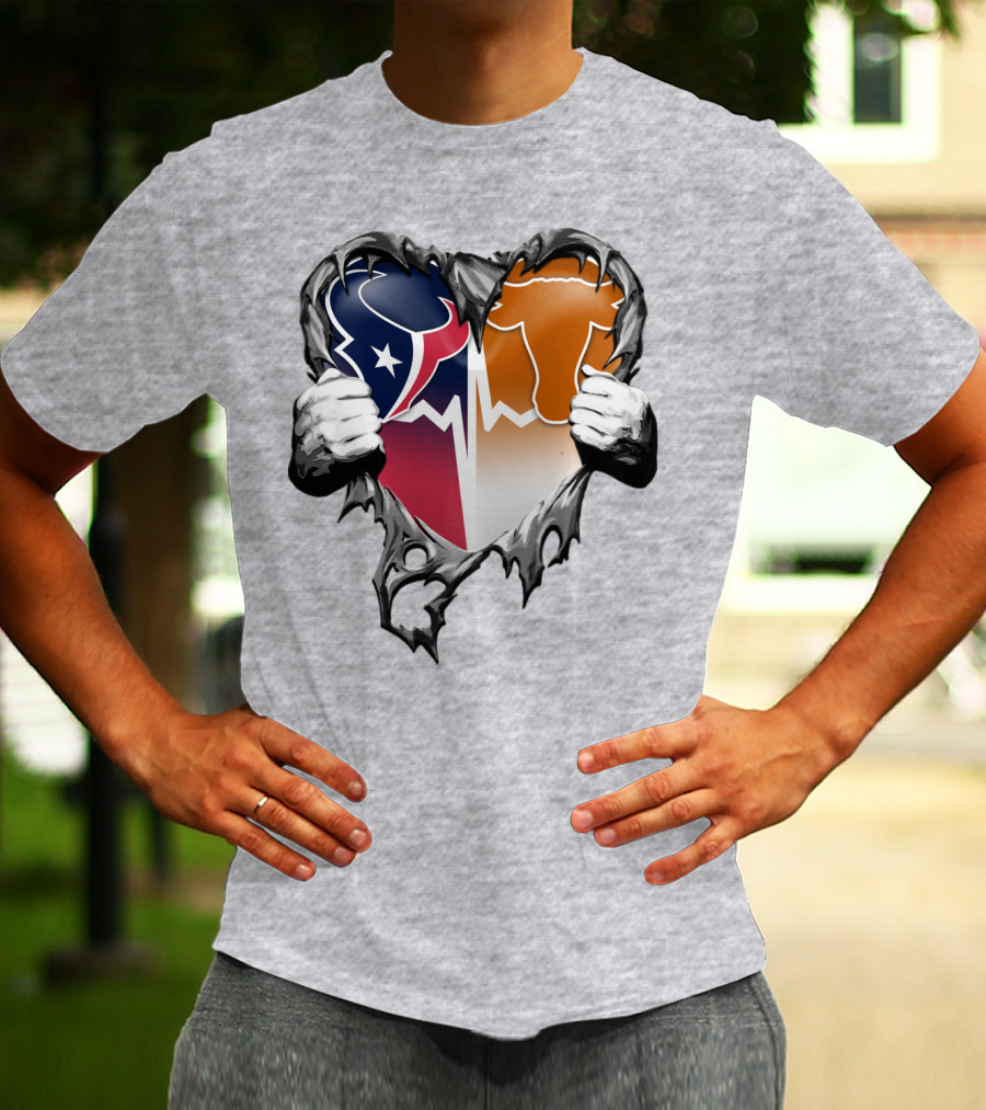 Houston Texans Dallas Cowboys Split Heart T-Shirt