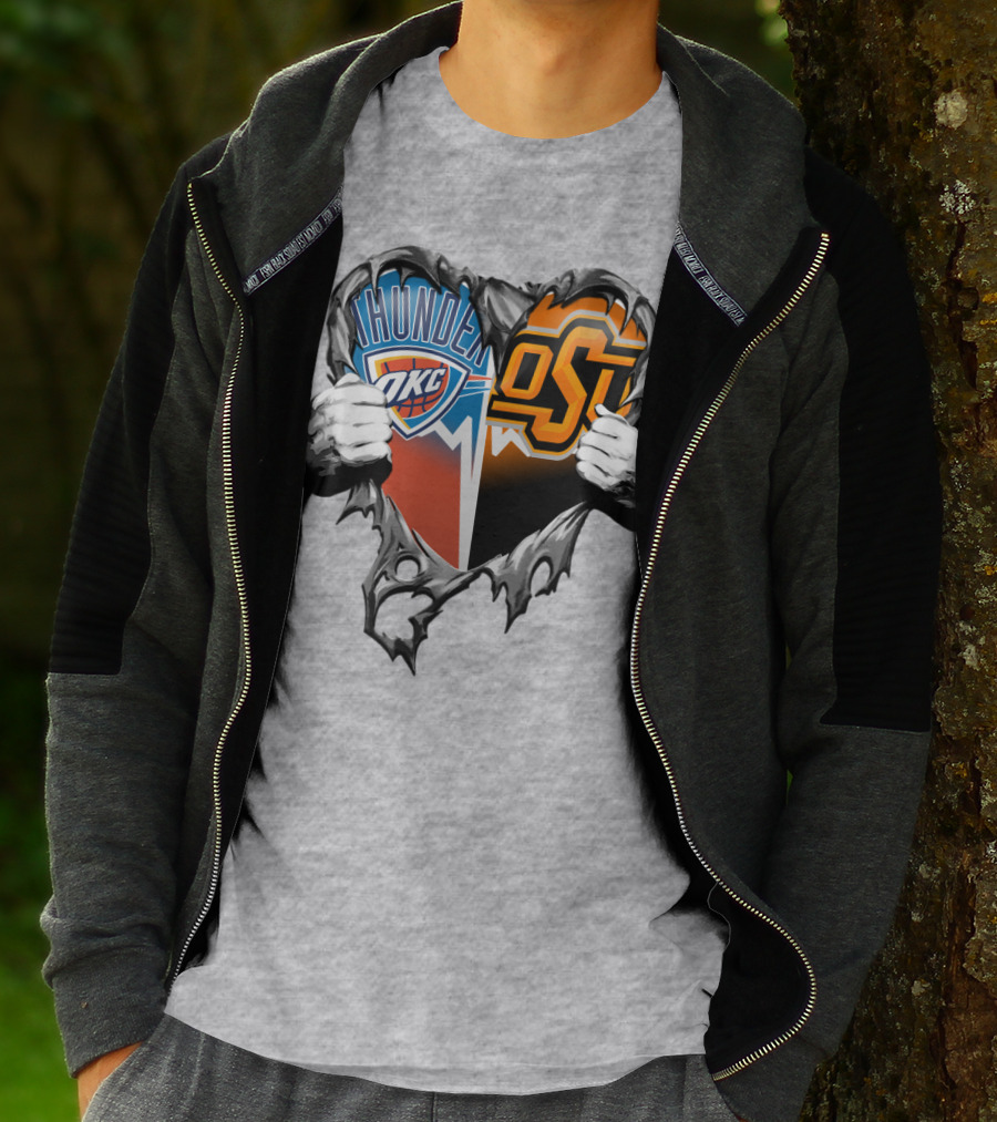 Okc Thunder Osu Cowboys Heart T-Shirt