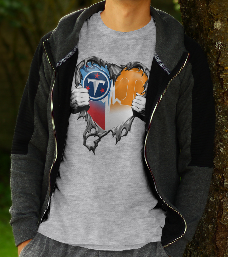 Tennessee Titans And Volunteers Heart T-Shirt