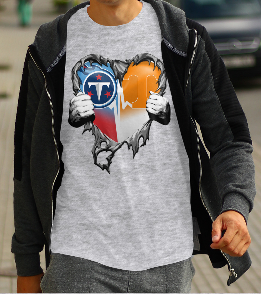 Tennessee Titans And Volunteers Heart T-Shirt