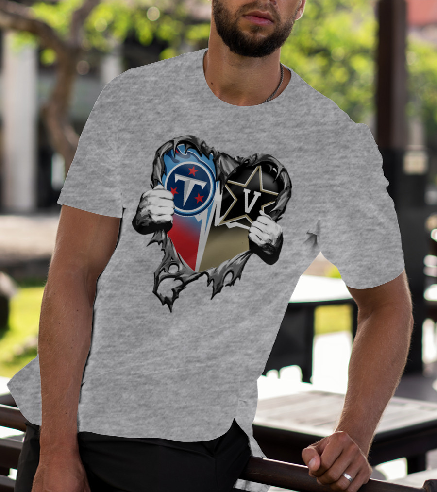 Tennessee Titans And Vanderbilt Commodores Heart T-Shirt
