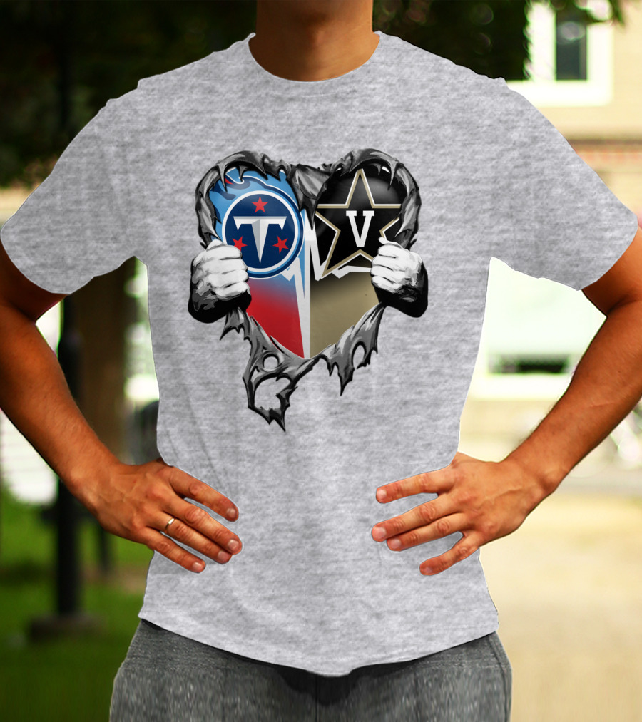 Tennessee Titans And Vanderbilt Commodores Heart T-Shirt