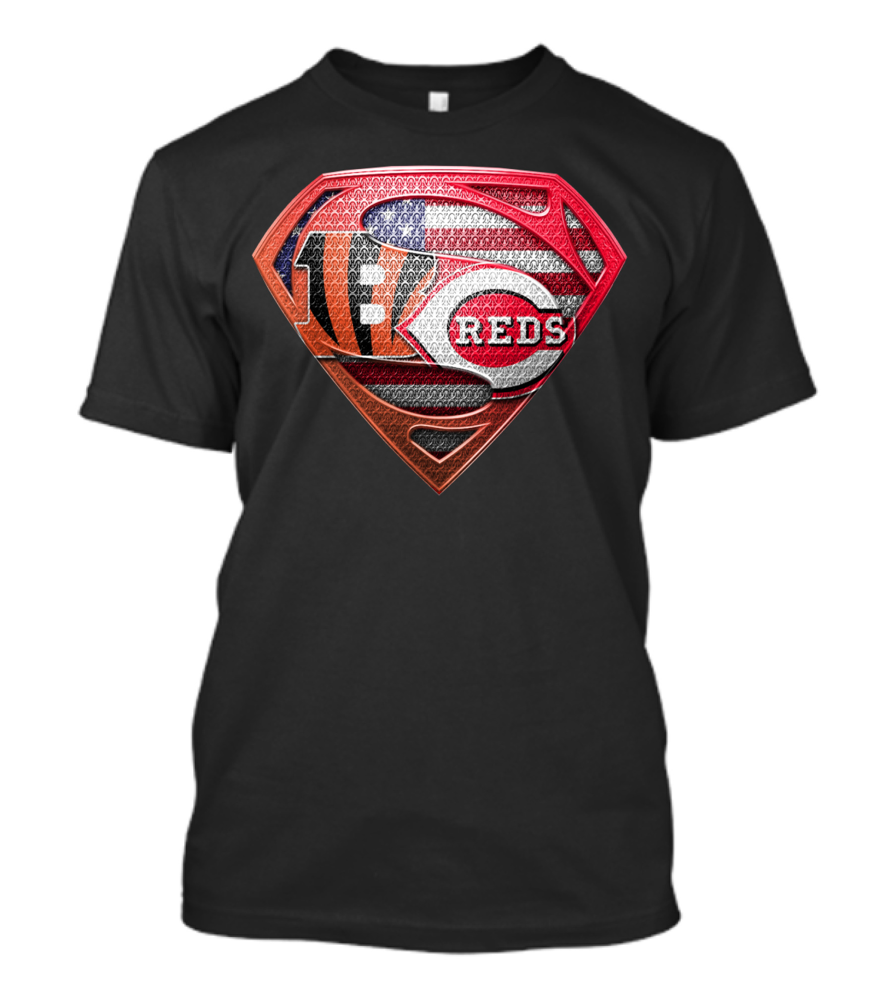 Reds Bengals Superman Usa Flag T-Shirt