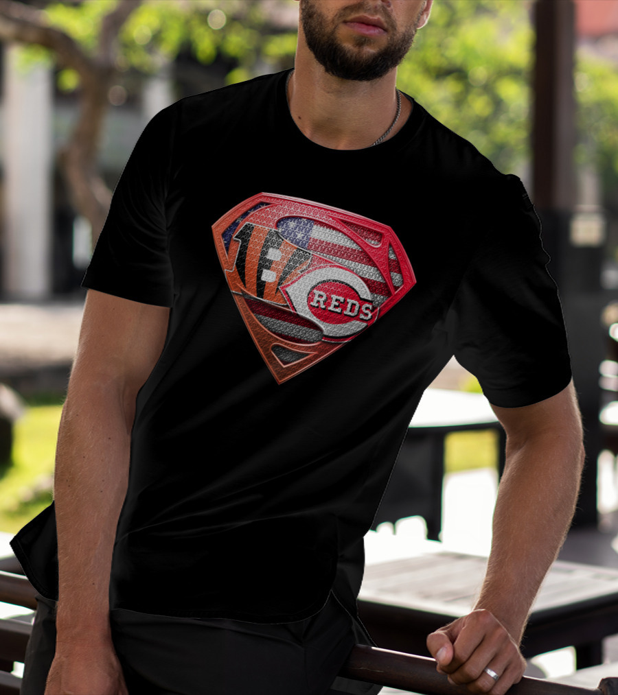 Reds Bengals Superman Usa Flag T-Shirt