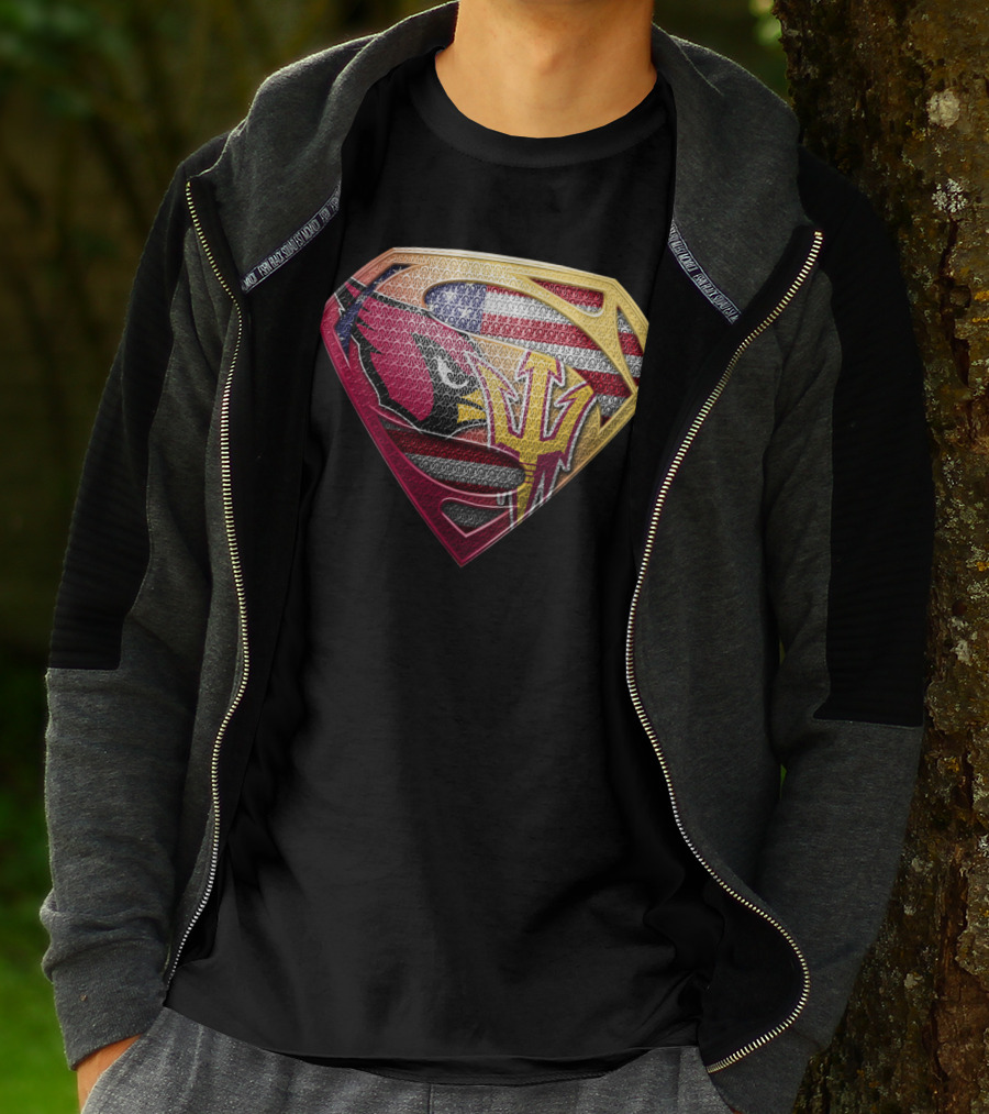 Arizona Cardinals Sun Devils Superman Usa Flag T-Shirt