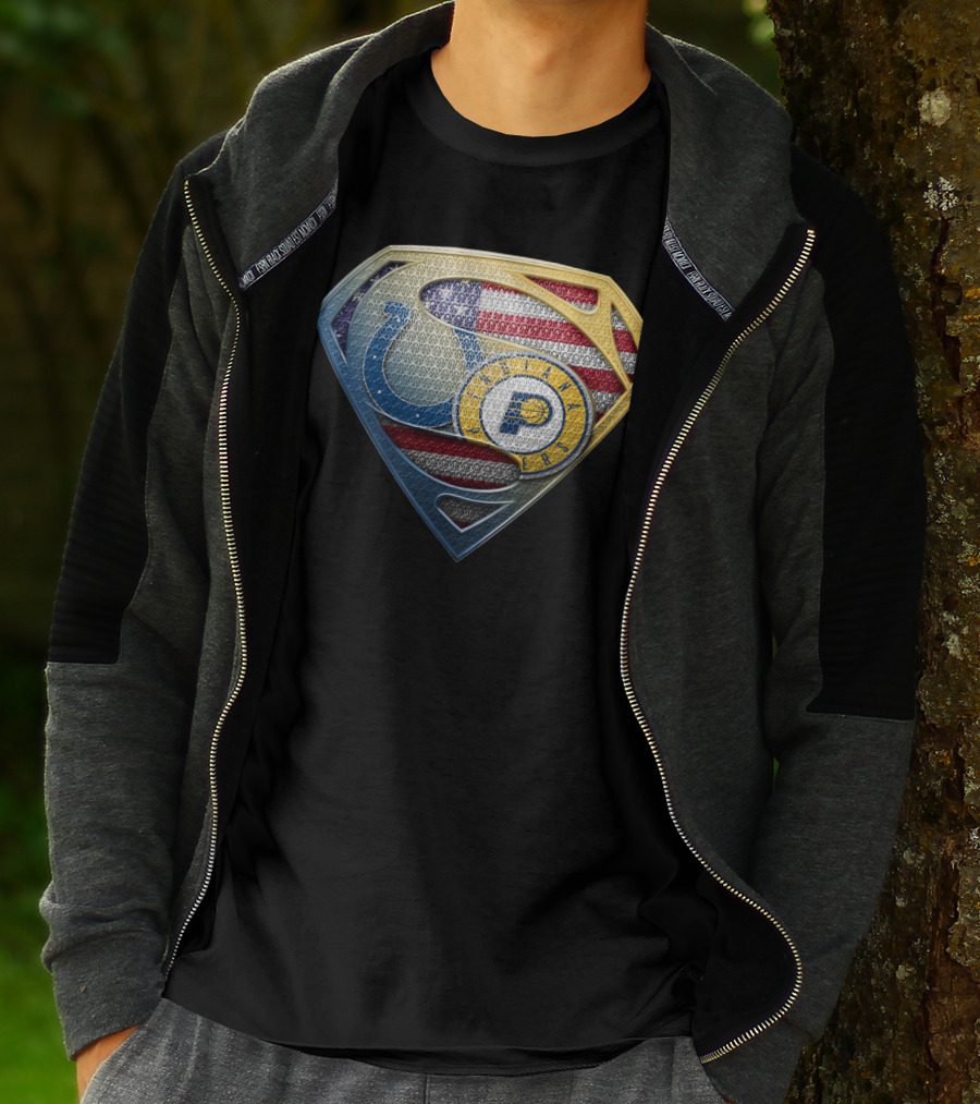 Indianapolis Colts Superman Logo American Flag T-Shirt